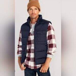 Old Navy Men's Medium Navy Blue Quilted Vest Stand-up Collar Lightweight